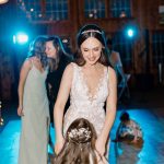 wedding photography bridal party dancing at reception at Pike's Peek venue new hampshire bride and daughter dancing