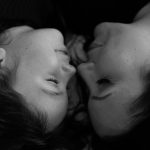 family portrait photography black and white mom and daughter noses concord new hampshire studio