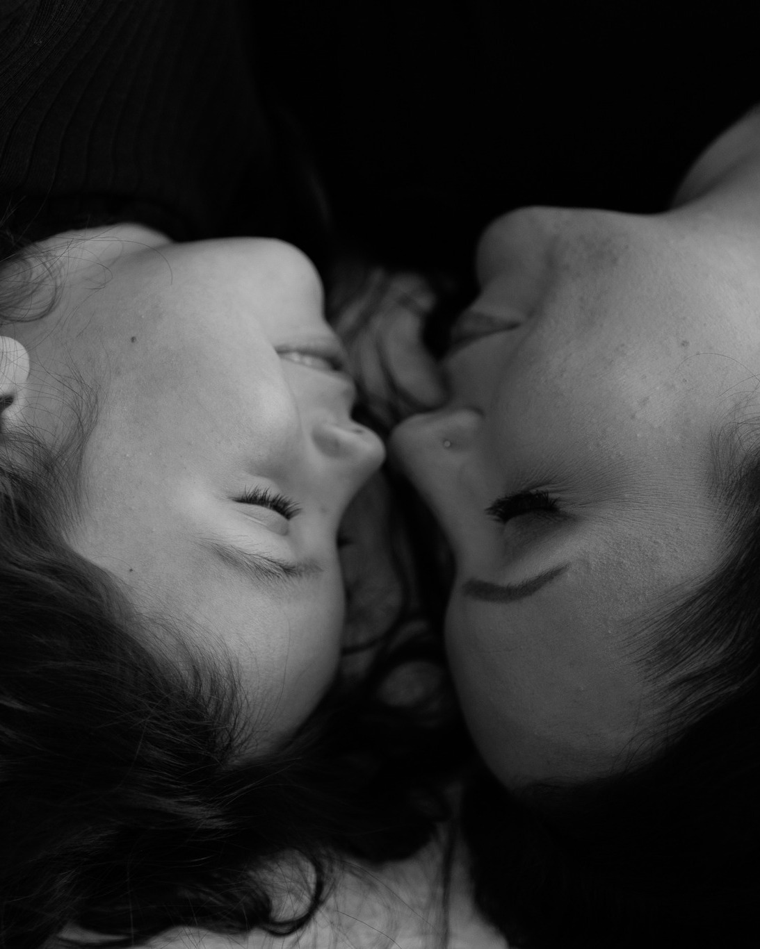 family portrait photography black and white mom and daughter noses concord new hampshire studio