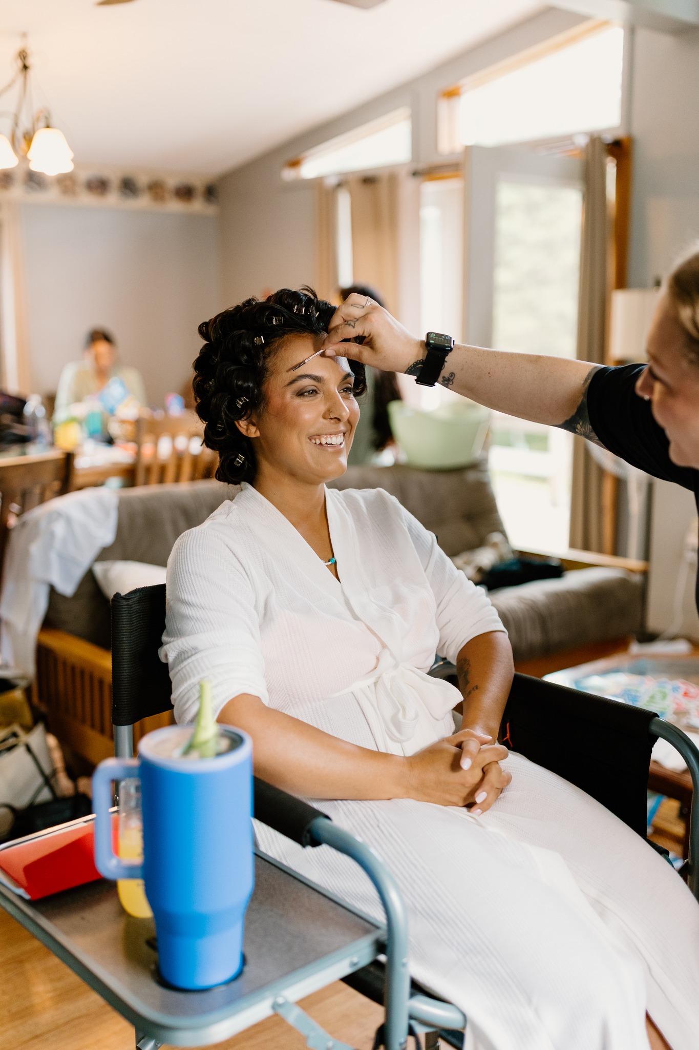 wedding photography bride getting ready hair and makeup hmua artist coleman state park wedding venue new hampshire